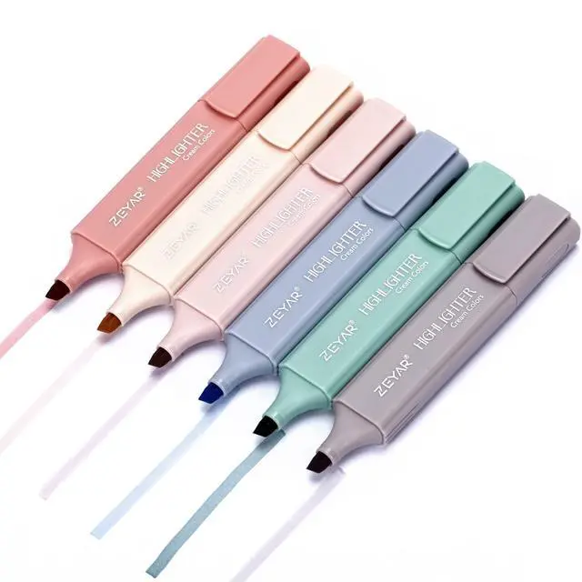 Alt view image 4 of 6 - Highlighter Pen, Cream Colors Chisel Tip, Aesthetic Highlighter Marker, Water Based, Quick Dry, No Bleed, for Bible Study Notes Office (6 Youth Colors)