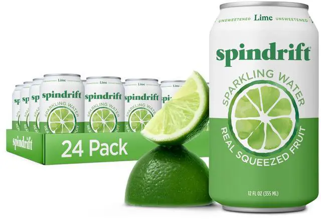 Main image of Sparkling Water, Lime Flavored, Made with Real Squeezed Fruit, 12 Fl Oz Cans, Pack of 24 (Only 4 Calories per Can)