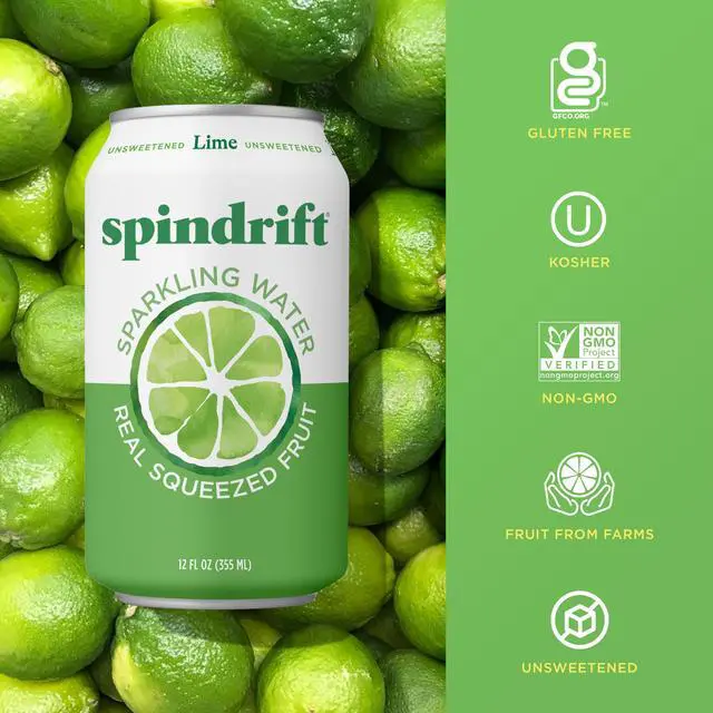 Alt view image 4 of 7 - Sparkling Water, Lime Flavored, Made with Real Squeezed Fruit, 12 Fl Oz Cans, Pack of 24 (Only 4 Calories per Can)