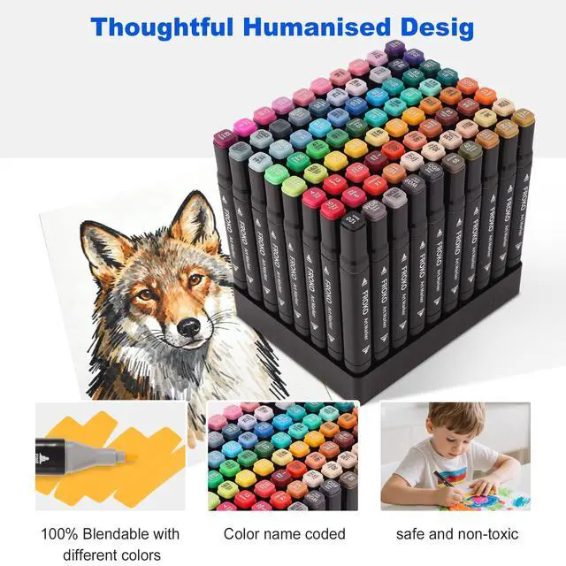 Alt view image 3 of 7 - Alcohol Markers, 80 Colors Dual Tip Art Marker,Coloring Marker, markers for adult coloring books no bleeding