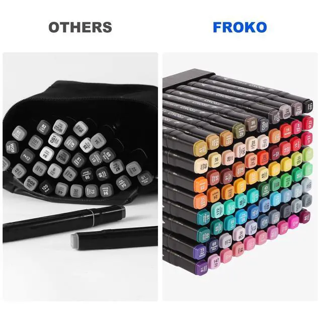 Alt view image 4 of 7 - Alcohol Markers, 80 Colors Dual Tip Art Marker,Coloring Marker, markers for adult coloring books no bleeding