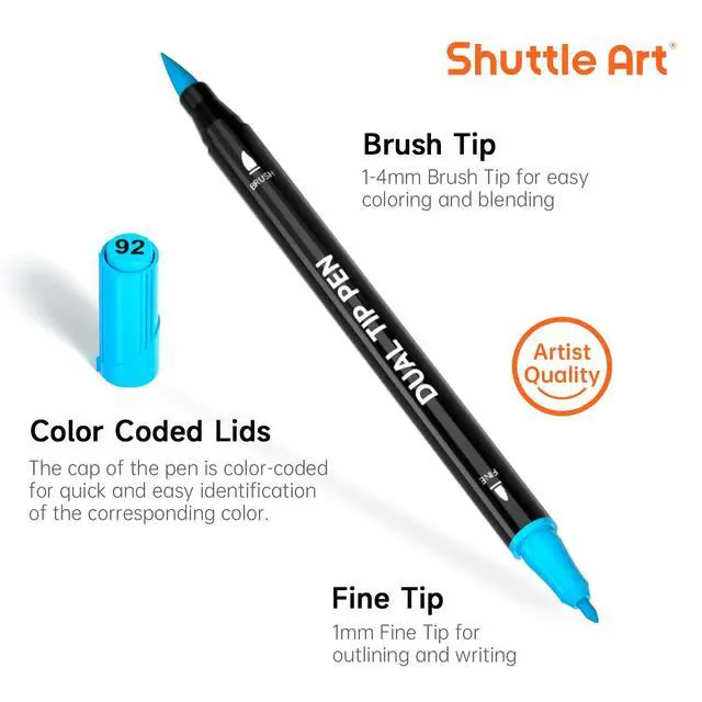 Alt view image 3 of 7 - Dual Tip Brush Marker Pens, 25 Colors Water-based Ink, Fine and Brush Tip Marker Set with 1 Coloring Book for Kids Adult Artist Calligraphy Hand Lettering Journal Doodling Writing