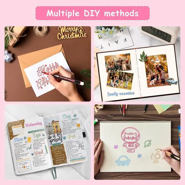 Alt view image 3 of 7 - 24 Colors Outline Glitter Markers Set, Shimmer Pens Set, Teen Girl Gifts