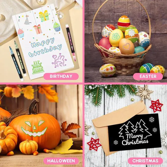 Alt view image 5 of 7 - 24 Colors Outline Glitter Markers Set, Shimmer Pens Set, Teen Girl Gifts