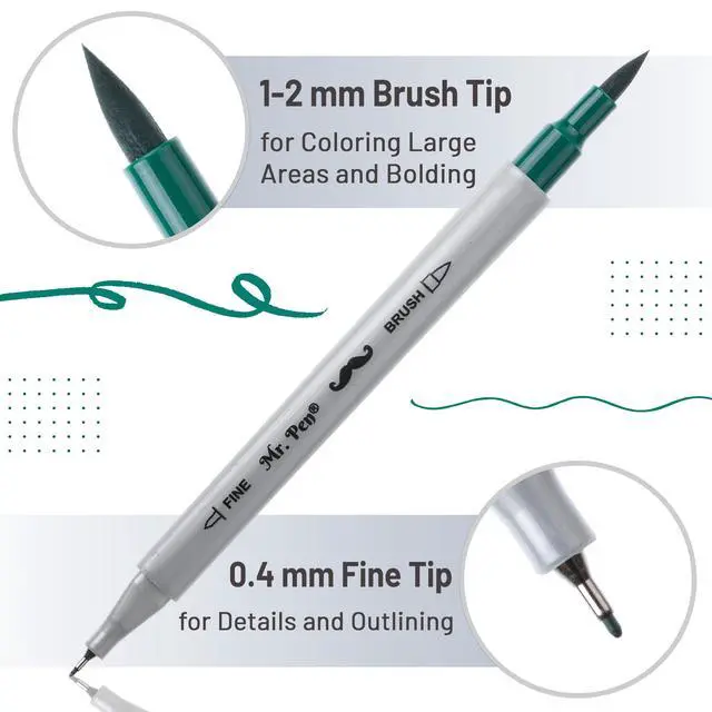 Alt view image 3 of 7 - Dual Tip Brush Pens, 12 Colors, Art Markers for Coloring