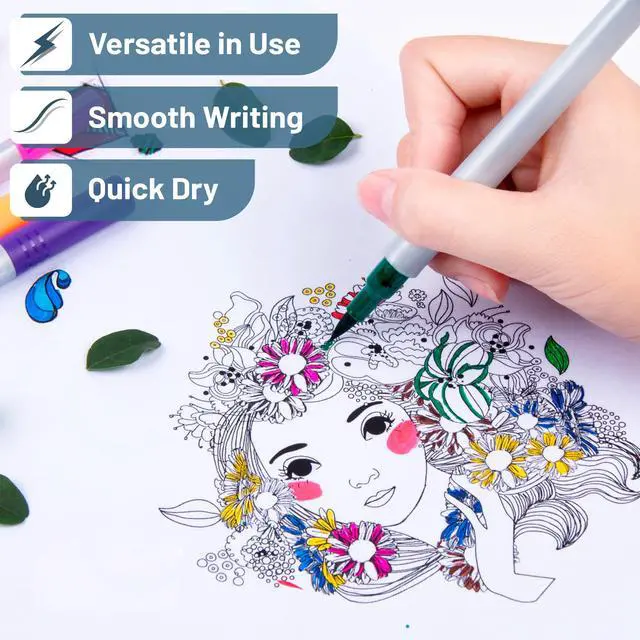 Alt view image 4 of 7 - Dual Tip Brush Pens, 12 Colors, Art Markers for Coloring