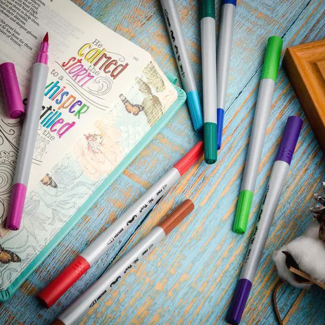 Alt view image 7 of 7 - Dual Tip Brush Pens, 12 Colors, Art Markers for Coloring