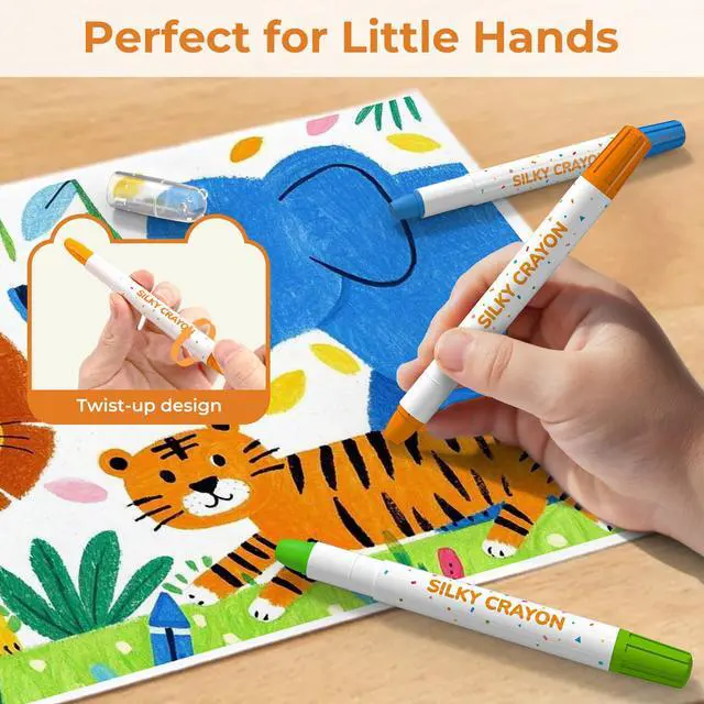 Alt view image 2 of 7 - Silky Crayons for Toddlers 1-3, Twist & Non-Toxic, 12 Colors