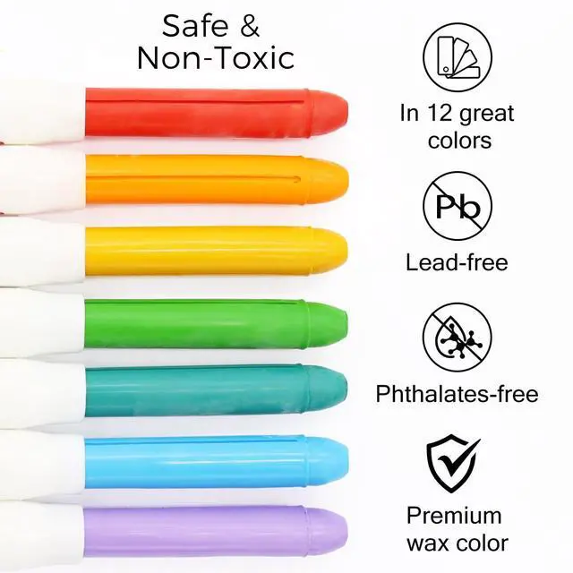 Alt view image 7 of 7 - Washable Jumbo Crayons for Toddlers, 24 Colors Non Toxic Crayons Set, Large Baby Crayons Kids, Gift for Boys and Girls Flower Monaco