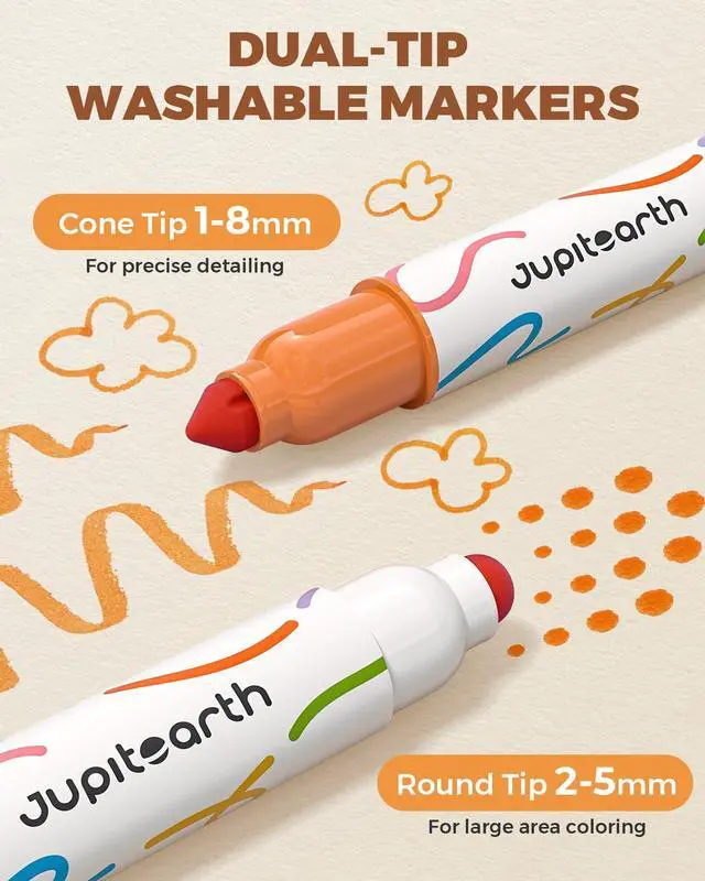 Alt view image 2 of 7 - Washable Dual Tip Markers for Toddlers 1-3, 24 Colors