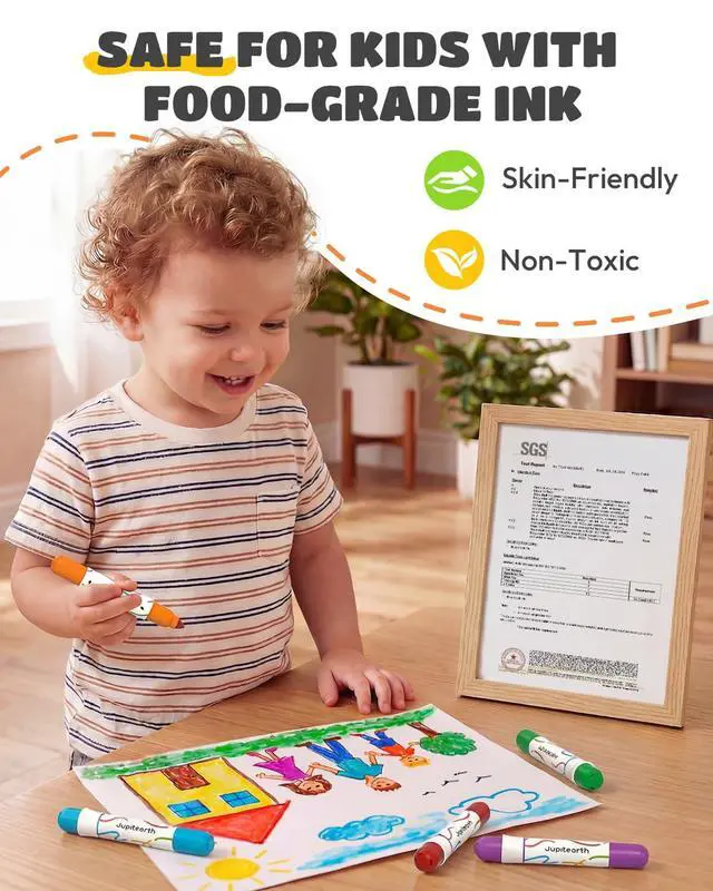 Alt view image 5 of 7 - Washable Dual Tip Markers for Toddlers 1-3, 24 Colors