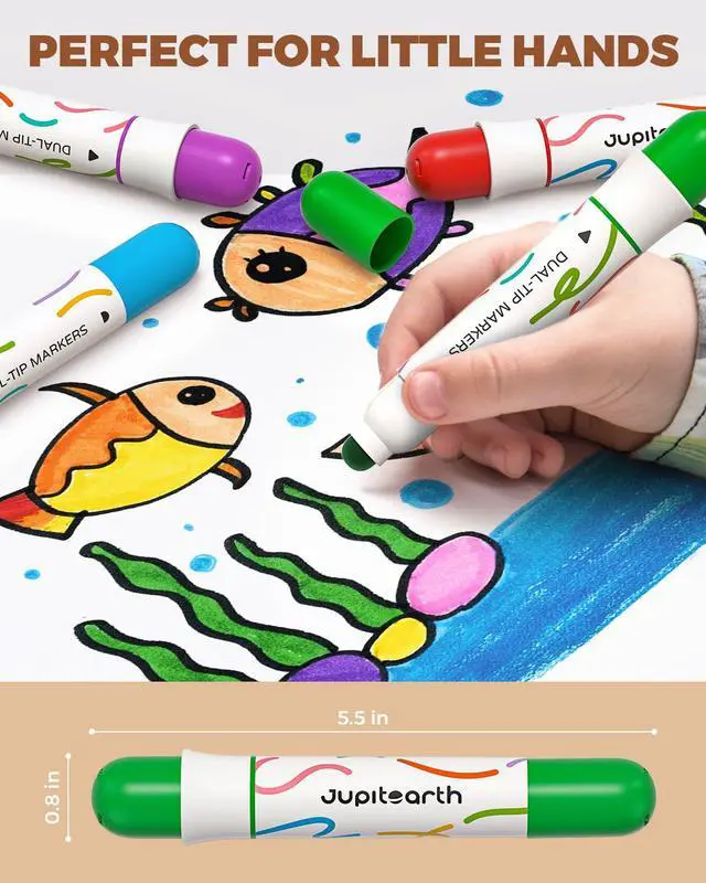 Alt view image 6 of 7 - Washable Dual Tip Markers for Toddlers 1-3, 24 Colors