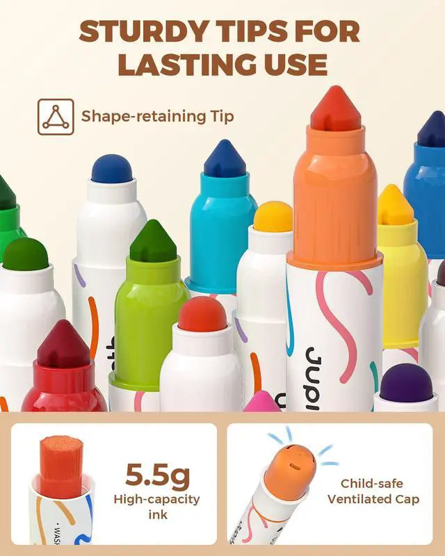 Alt view image 7 of 7 - Washable Dual Tip Markers for Toddlers 1-3, 24 Colors