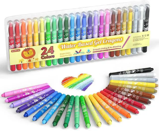 Main image of 24 Colors Gel Crayons for Toddlers, Non-Toxic Crayons Set for Kids Children Coloring, Crayon-Pastel-Watercolor Effect, Ideal for Paper