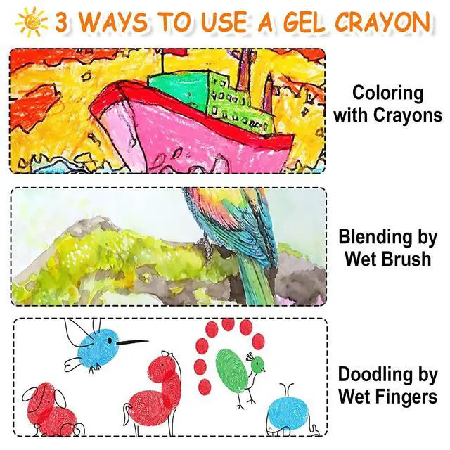 Alt view image 5 of 7 - 24 Colors Gel Crayons for Toddlers, Non-Toxic Crayons Set for Kids Children Coloring, Crayon-Pastel-Watercolor Effect, Ideal for Paper