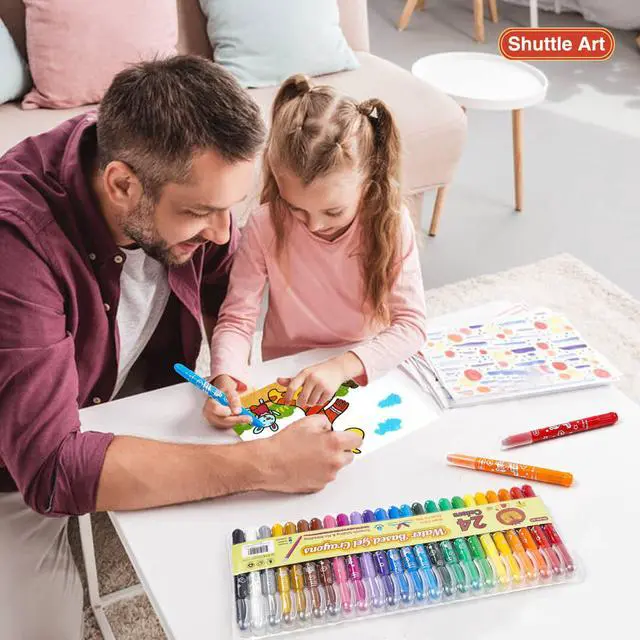 Alt view image 7 of 7 - 24 Colors Gel Crayons for Toddlers, Non-Toxic Crayons Set for Kids Children Coloring, Crayon-Pastel-Watercolor Effect, Ideal for Paper