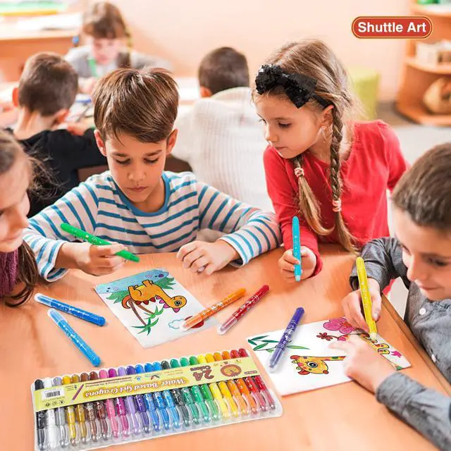 Alt view image 6 of 7 - 24 Colors Gel Crayons for Toddlers, Non-Toxic Crayons Set for Kids Children Coloring, Crayon-Pastel-Watercolor Effect, Ideal for Paper