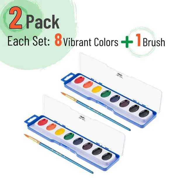 Alt view image 2 of 7 - Washable Watercolors, 2 Pack, 8 Colors with Paint Brush