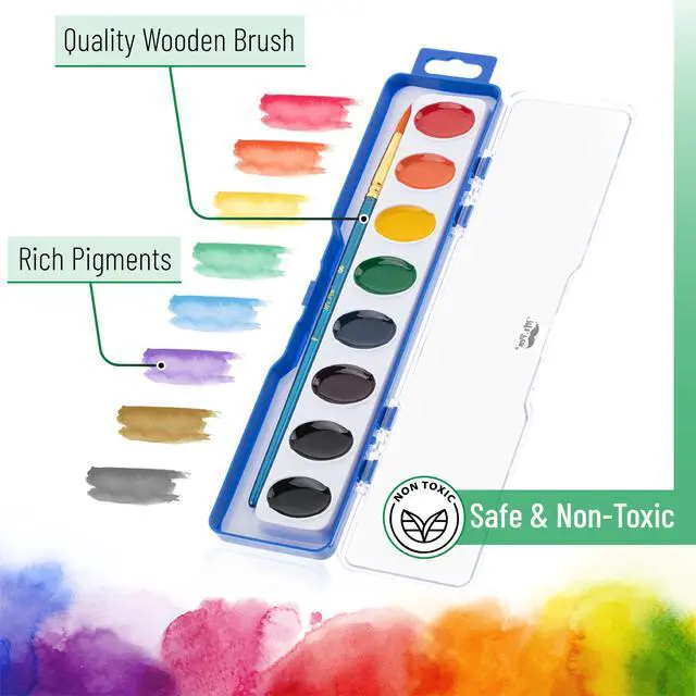 Alt view image 3 of 7 - Washable Watercolors, 2 Pack, 8 Colors with Paint Brush