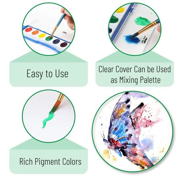 Alt view image 4 of 7 - Washable Watercolors, 2 Pack, 8 Colors with Paint Brush