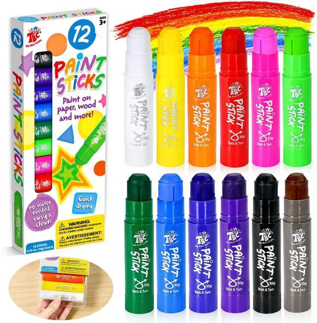 Main image of Paint Sticks for Kids Ages 2-8, 12 Classic Colors