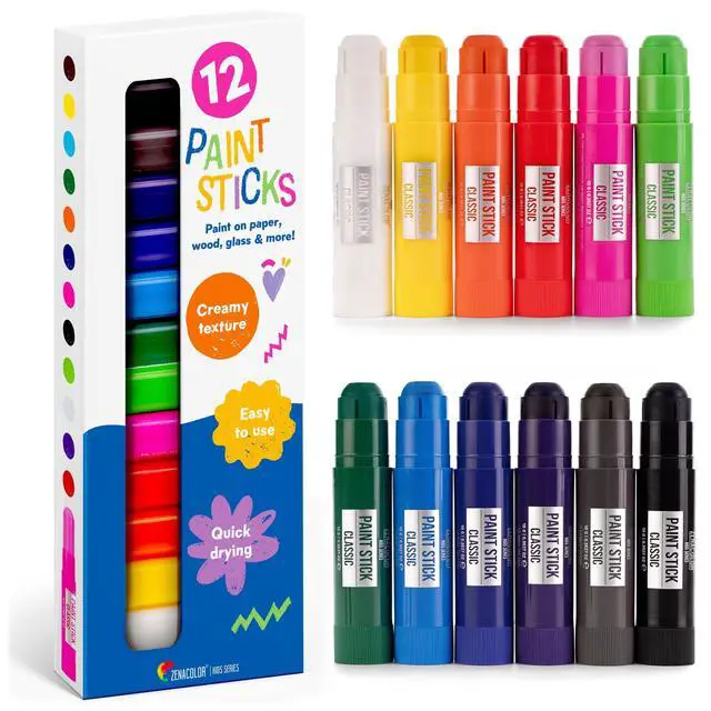 Main image of Tempera Paint Sticks - 12 Colors Kids Paints - Non-Toxic Washable Paint Sticks for Kids - Mess Free Quick Drying Art Supplies for Toddlers