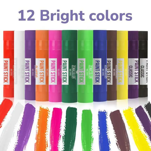 Alt view image 2 of 7 - Tempera Paint Sticks - 12 Colors Kids Paints - Non-Toxic Washable Paint Sticks for Kids - Mess Free Quick Drying Art Supplies for Toddlers
