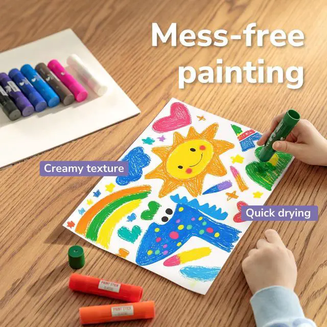 Alt view image 3 of 7 - Tempera Paint Sticks - 12 Colors Kids Paints - Non-Toxic Washable Paint Sticks for Kids - Mess Free Quick Drying Art Supplies for Toddlers