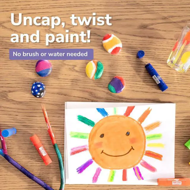 Alt view image 6 of 7 - Tempera Paint Sticks - 12 Colors Kids Paints - Non-Toxic Washable Paint Sticks for Kids - Mess Free Quick Drying Art Supplies for Toddlers
