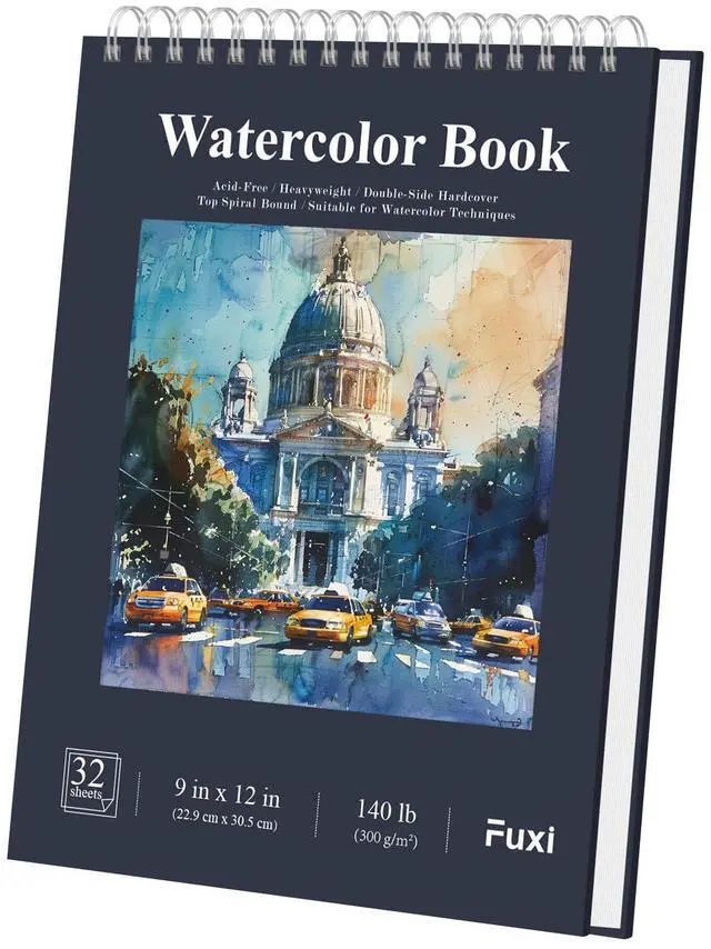 Main image of Water Color Paper 9 x 12, Watercolor Sketchbook 140 lb Cold Press, 32 Sheets (64 Pages) Watercolor Pad, Perfect for Classroom, Home & Travel, Art Supplies for Artists Gifts.