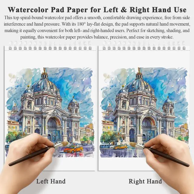 Alt view image 5 of 7 - Water Color Paper 9 x 12, Watercolor Sketchbook 140 lb Cold Press, 32 Sheets (64 Pages) Watercolor Pad, Perfect for Classroom, Home & Travel, Art Supplies for Artists Gifts.