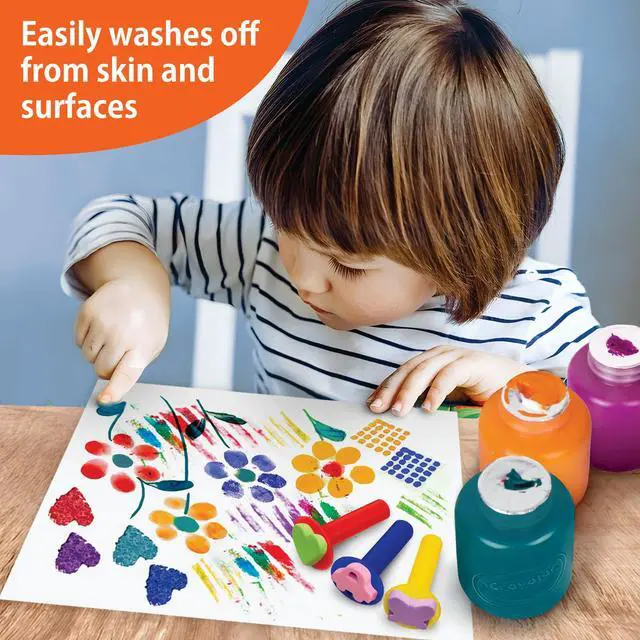 Alt view image 4 of 7 - Kids Painting Set, Washable Paint for Toddlers, Paint Sponges Gift Bundle
