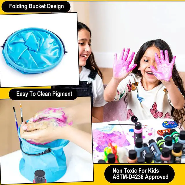 Alt view image 6 of 7 - Washable Tempera Paint Set for Kids 42PCS, Non Toxic Liquid Paint with 15 Brushes and 4 Palettes - Art Supply for Kids for Arts and Crafts Project, Finger Painting (2 oz Each)