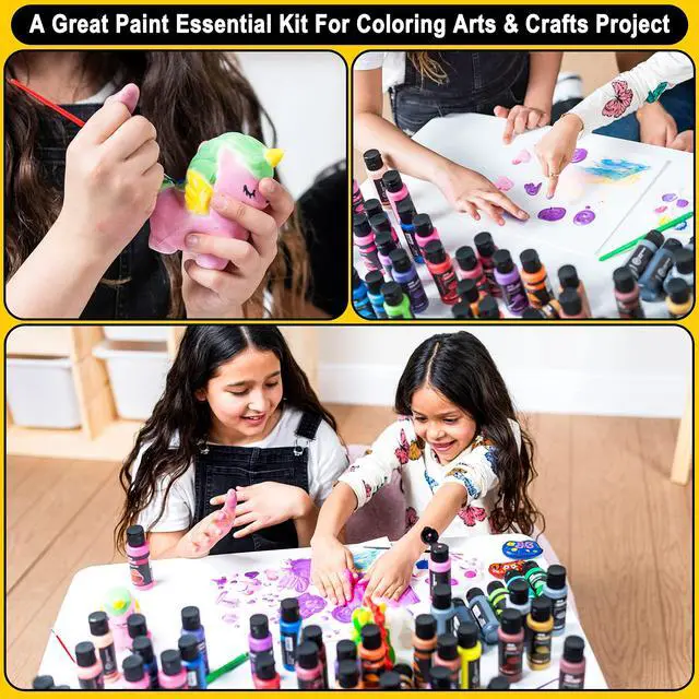 Alt view image 7 of 7 - Washable Tempera Paint Set for Kids 42PCS, Non Toxic Liquid Paint with 15 Brushes and 4 Palettes - Art Supply for Kids for Arts and Crafts Project, Finger Painting (2 oz Each)