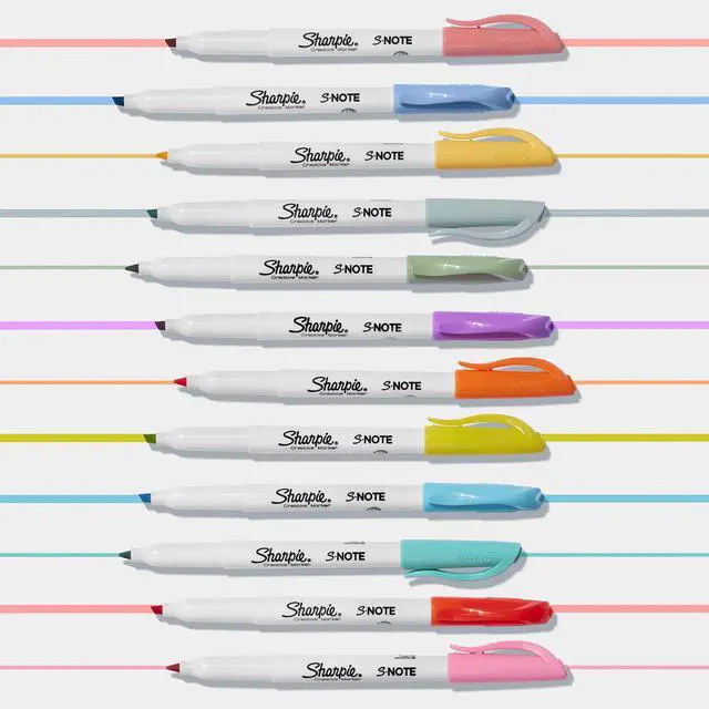 Alt view image 7 of 7 - S-Note Creative Highlighters, Assorted Pastel Colors, No Bleed, Chisel Tip, 24 Count - Colorful Office Supplies