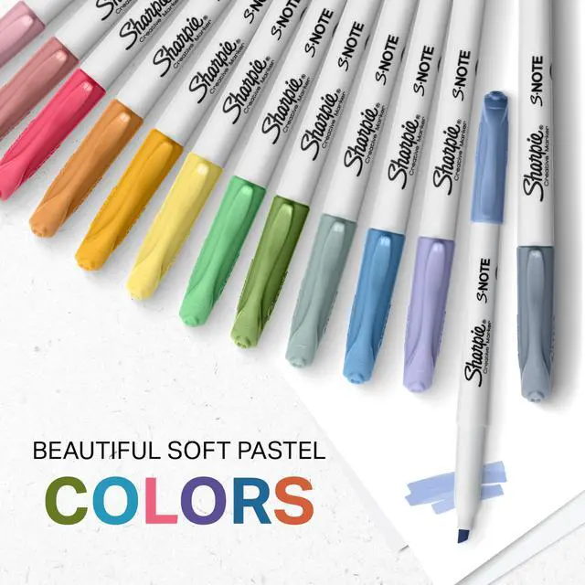 Alt view image 5 of 7 - S-Note Creative Highlighters, Assorted Pastel Colors, No Bleed, Chisel Tip, 24 Count - Colorful Office Supplies