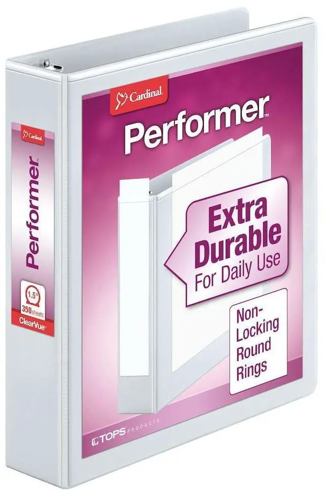 Main image of Binder Performer with ClearVue Covers, 1.5" Round Rings, 350-Sheet Capacity, White