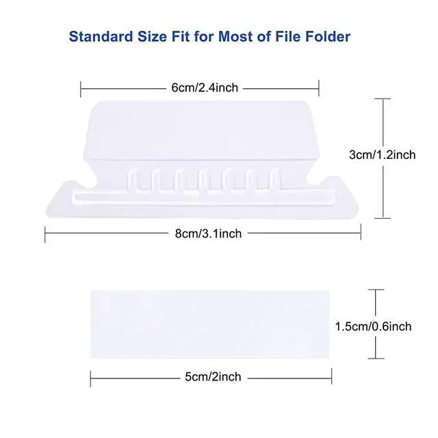 Alt view image 2 of 7 - File Folder Tabs, 2 Inch Clear Hanging File Folder Tabs with Inserts