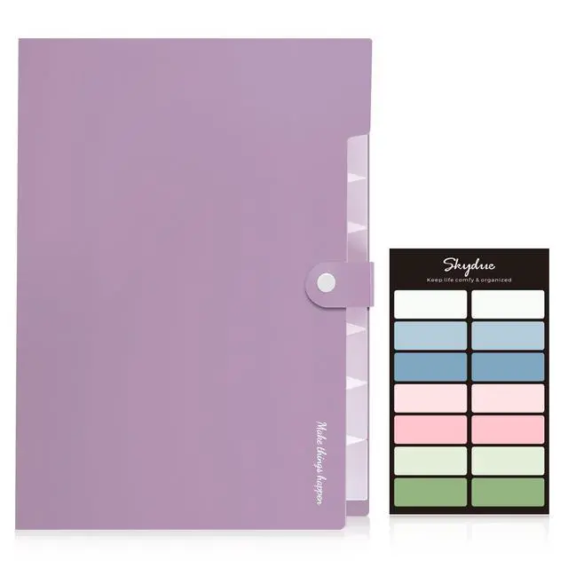 Alt view image 2 of 7 - File Folder with Labels, Accordion File Organizer with 8 Pockets, Portable Document Organizer, A4 Letter Size, Paper Organizer for Office, Purple