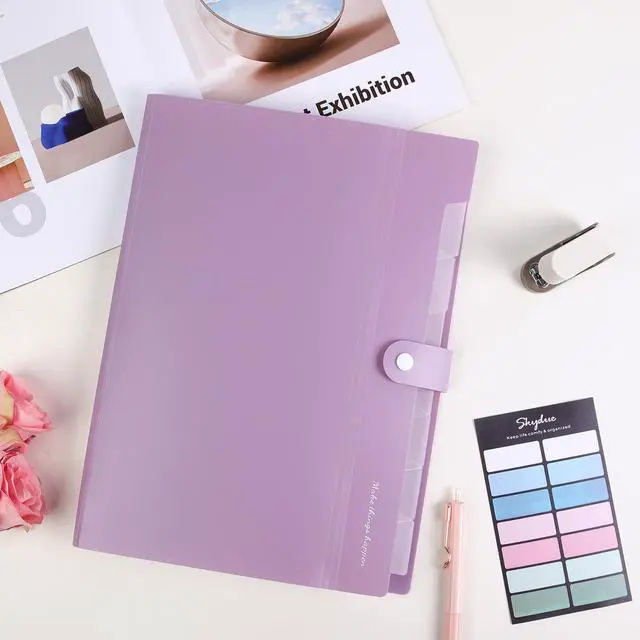 Alt view image 6 of 7 - File Folder with Labels, Accordion File Organizer with 8 Pockets, Portable Document Organizer, A4 Letter Size, Paper Organizer for Office, Purple