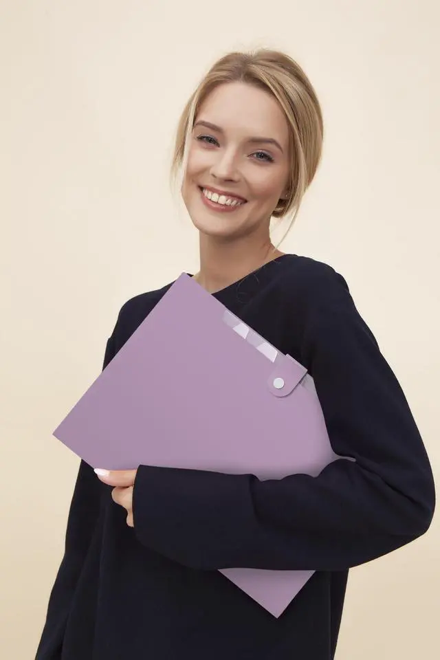 Alt view image 7 of 7 - File Folder with Labels, Accordion File Organizer with 8 Pockets, Portable Document Organizer, A4 Letter Size, Paper Organizer for Office, Purple