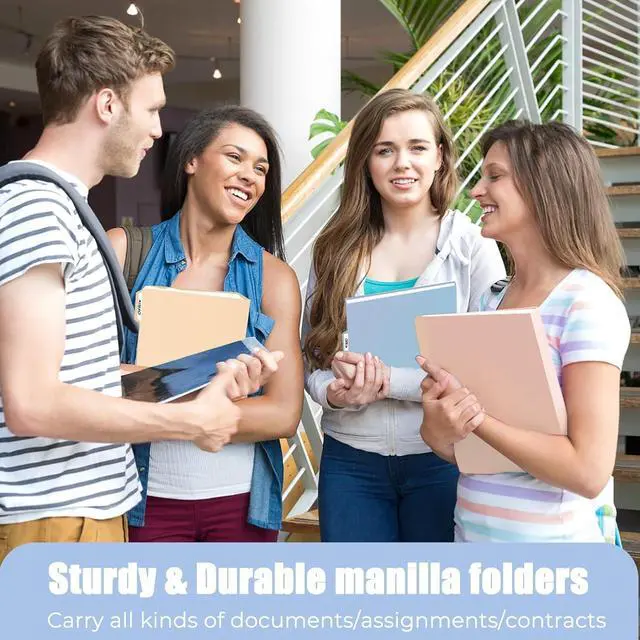 Alt view image 6 of 7 - 9 Pcs Manilla Folders 8.5 x 11 Inch, 1/3-Cut Tab Colored File Folders Letter Size, Plastic Folders Aesthetic, School Business Office Manila Folders for Documents Paper