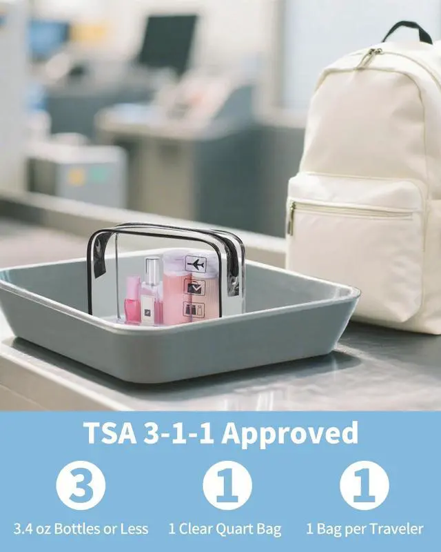 Alt view image 2 of 7 - TSA Approved Toiletry Bag, 2 Pack Clear Makeup Bag