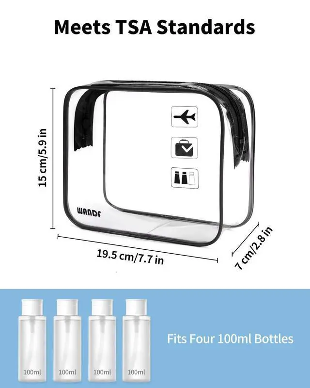 Alt view image 3 of 7 - TSA Approved Toiletry Bag, 2 Pack Clear Makeup Bag