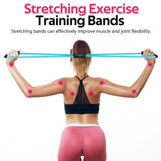 Alt view image 4 of 6 - Bands, Figure 8 Fitness Exercise Bands with Handles - 8 Shaped Resistance Bands of 3 for Arm and Shoulder Stretch, Rope 8 Word Elastic for Women and Men