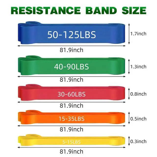 Alt view image 2 of 6 - Resistance Bands for Working Out, 5-Level Pull Up Assist Bands Set with Door Anchor, Workout for Women and Men, Exercise Bands,Training, Plasticity, Physical Therapy at Home/Gym
