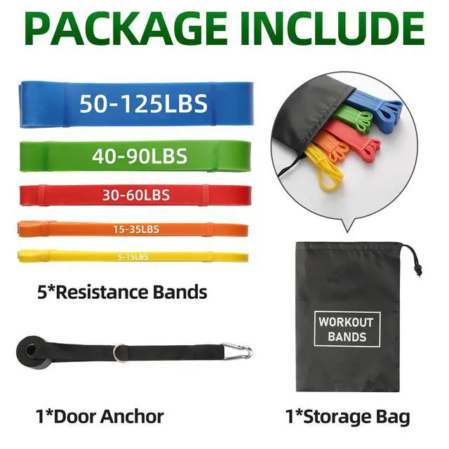 Alt view image 5 of 6 - Resistance Bands for Working Out, 5-Level Pull Up Assist Bands Set with Door Anchor, Workout for Women and Men, Exercise Bands,Training, Plasticity, Physical Therapy at Home/Gym