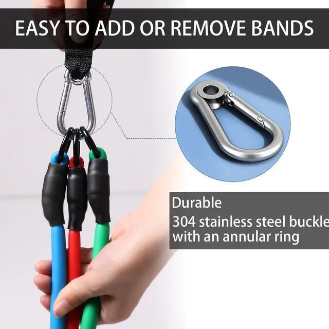 Alt view image 3 of 7 - Resistance Bands with Handles for Working Out Women and Men, Exercise Bands with Door Anchor, Stretch Bands for Home Workouts, Simple Guide Included (3pcs Set - 90 lbs)