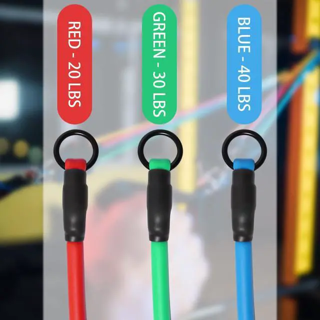 Alt view image 5 of 7 - Resistance Bands with Handles for Working Out Women and Men, Exercise Bands with Door Anchor, Stretch Bands for Home Workouts, Simple Guide Included (3pcs Set - 90 lbs)