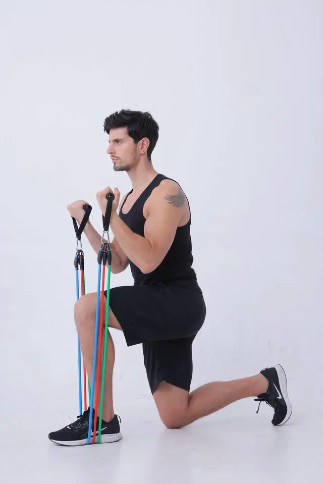 Alt view image 7 of 7 - Resistance Bands with Handles for Working Out Women and Men, Exercise Bands with Door Anchor, Stretch Bands for Home Workouts, Simple Guide Included (3pcs Set - 90 lbs)